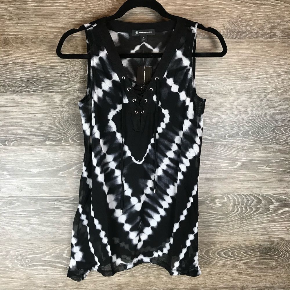 INC Lace Up Diamond Tie Dye Tank Top NWT - Picture 3 of 10